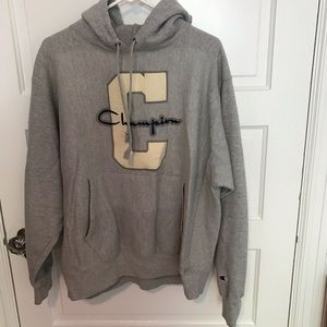 Champion Womens Gray Sweatshirt Hood Handwarmer Pocket size L